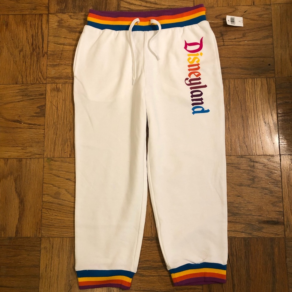 NWT Disneyland Retro rainbow Stripe Capri Lounge Pants For Women Sports chic